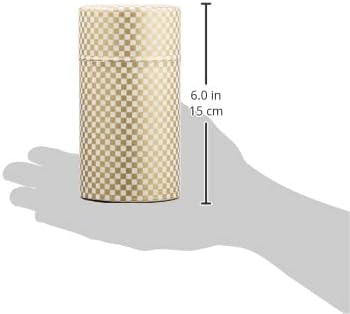 Yamako Pokkan a Japanese Tea Tin Canister, Air Tight, Double Lid, 200g Tea Capacity (Ichimatsu - Japanese Checkered Pattern, L - 200g)