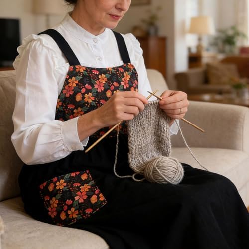 Uaussi Cotton Linen Apron Cross Back Work Apron for Women with Pockets Pinafore Dress X Cross Halter Apron for Chef Gardening - Image 7