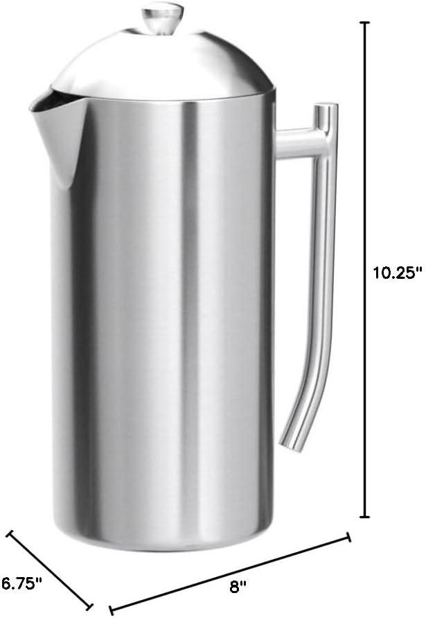 Frieling Double-Walled Stainless-Steel French Press Coffee Maker - Brushed 44-Ounce Insulated Coffee Press