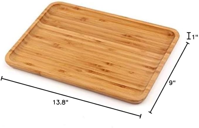 Bamboo Plates,2 Pack Cheese Plates Coffee Tea Serving Tray Fruit platters Party Dinner Plates Sour Candy Tray 13 x 9 x 0.8 inches