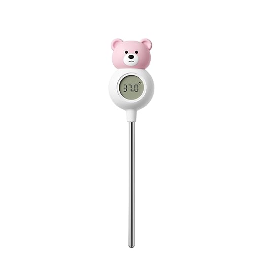 Instant Food Thermometer Digital with ±0.5℉ Precision, Large LCD Display, Food-Grade Silicone/Probe, for Making Milk Powder, Pour-Over Coffee, Kitchen Cooking and Baking Essentials Accessories - Pink
