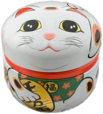 Japanese Made Lucky Cat Aluminum 100g Tea Canister Loose Tea Container Keep Dry Made In Japan (Maneki Neko)