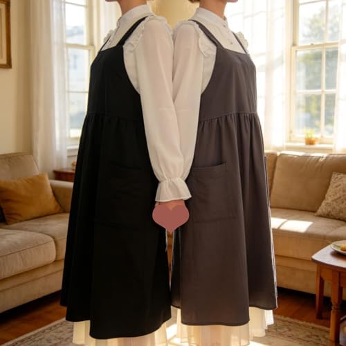 Uaussi Cotton Linen Apron Cross Back Work Apron for Women with Pockets Pinafore Dress X Cross Halter Apron for Chef Gardening - Image 7