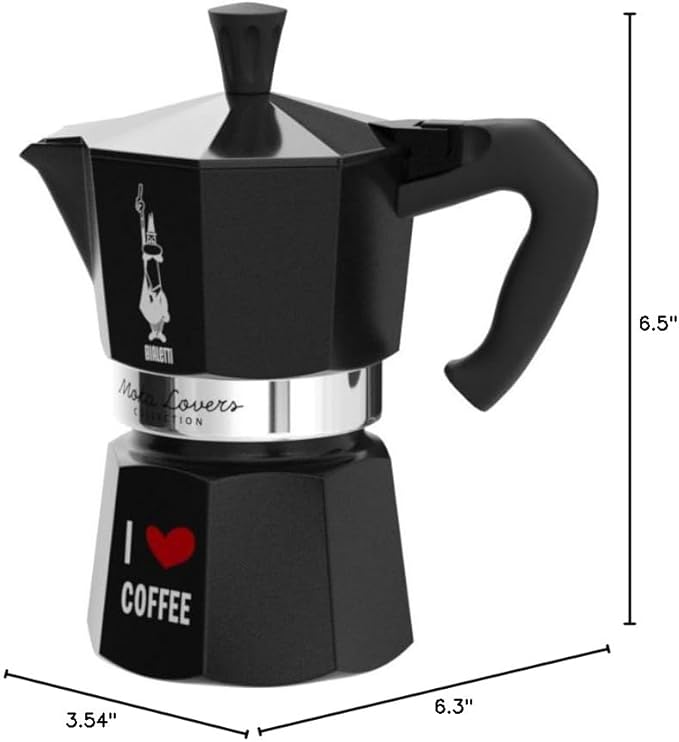 BIALETTI Moka Express 3-Cup RED "I love coffee" (limited edition)