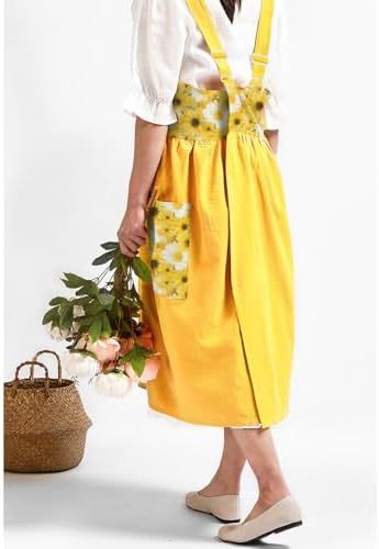 Uaussi Cotton Linen Apron Cross Back Work Apron for Women with Pockets Pinafore Dress X Cross Halter Apron for Chef Gardening - Image 7