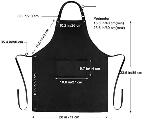 Jubatus 1 Pack Bib Aprons with 2 Pockets Cooking Chef Kitchen Apron for Women Men, Black - Image 7