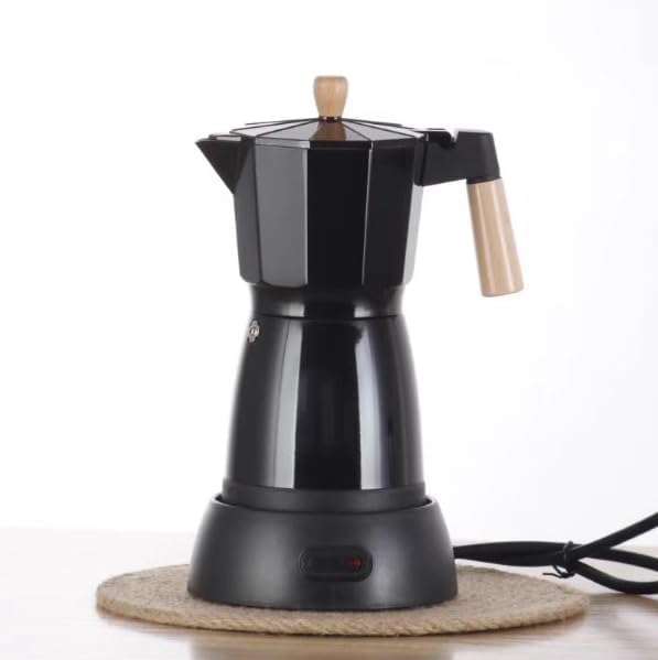 Electric Espresso Coffee Maker, 6 Cup Coffee Pot with Detachable Base Portable Aluminum Italian Moka Maker Electric Moka Pot for Home Cafe Outdoor Office