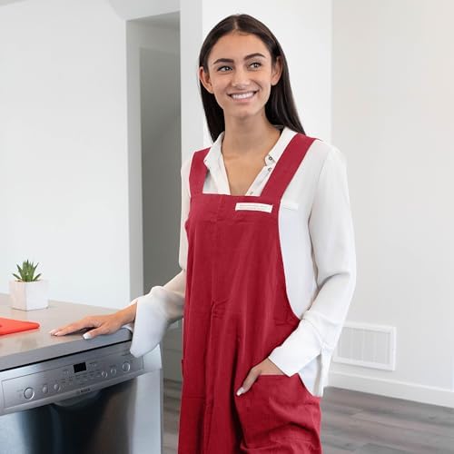 HANEE Cotton Aprons for Women and Men | Cross-Back Apron with Pockets - Image 6