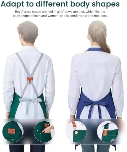Personalized Waterproof Canvas Apron Custom Logo - Heavy Duty Cross Back 4 Pockets for Men Women Chef Barista - Image 7