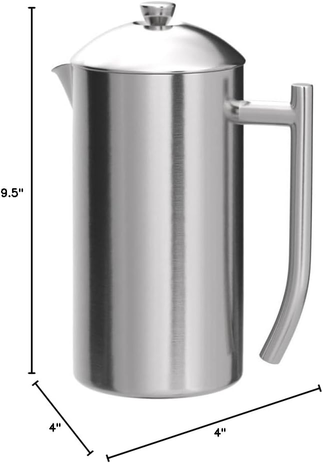 Frieling USA Double-Walled Stainless-Steel French Press Coffee Maker in Frustration Free Packaging, Brushed, 36 Ounces