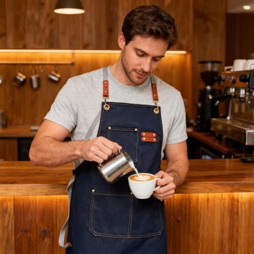 Chef Apron Bib Apron with 2 Large Pockets Adjustable Neck Strap Kitchen Apron Cooking Apron Stripes Baking Apron - Image 7