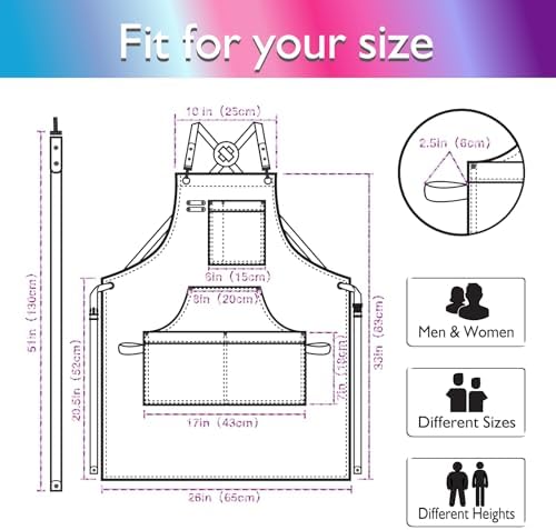 5 Pack Kitchen Apron, Work Apron, Canvas Apron, Phantom Blue | Multiple Pockets, Gardening, Painting, BBQ, Artist, Carpenter, Sizes M to XXL - Image 5
