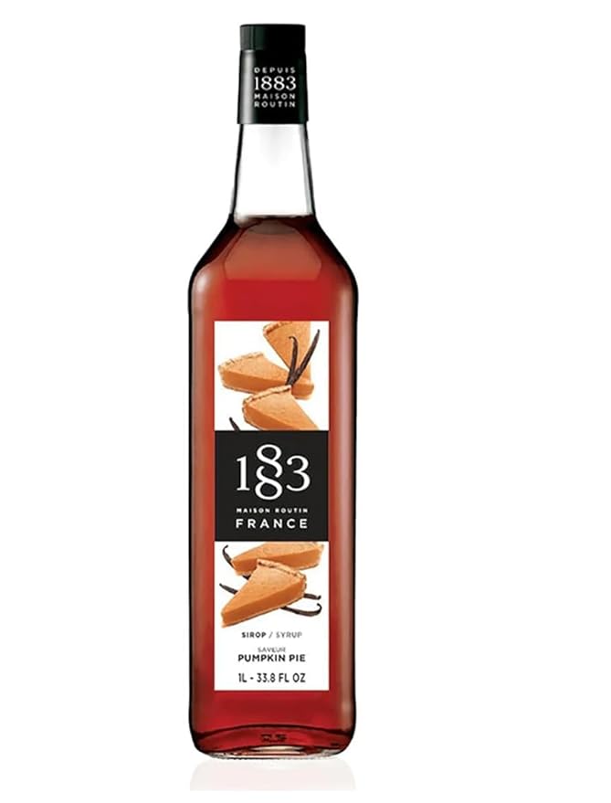 1883 Pumpkin Pie Syrup for Drinks, Made in France, 1 Liter Plastic Bottle