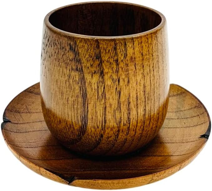 JapanBargain 4103x2, Wooden Tea Cup Saucer Coaster Japanese Zen Style Teacup Saucers, Pack of 2