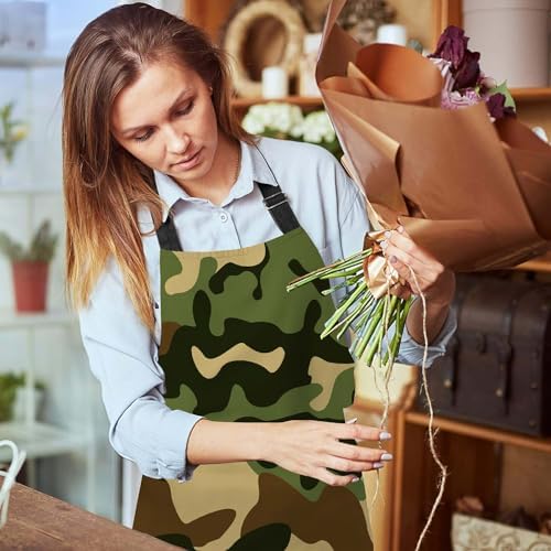 Beige Black Brown Camouflage Bib Apron with Adjustable Neck for Men Women,Suitable for Kitchen Cooking Chef Grill Bistro BBQ Apron - Image 6