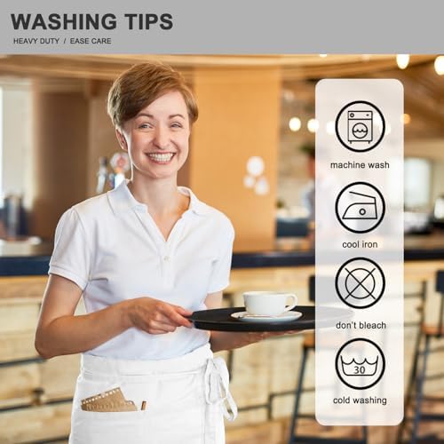 PLOYMONO 1P White Server Apron with 3 Pockets, Short Waist Waitress Apron | Polyester Short Waiter Apron with 3 Deep Pockets, Great for Restaurant Servers, Bartenders, Hosts, Baristas - Image 7