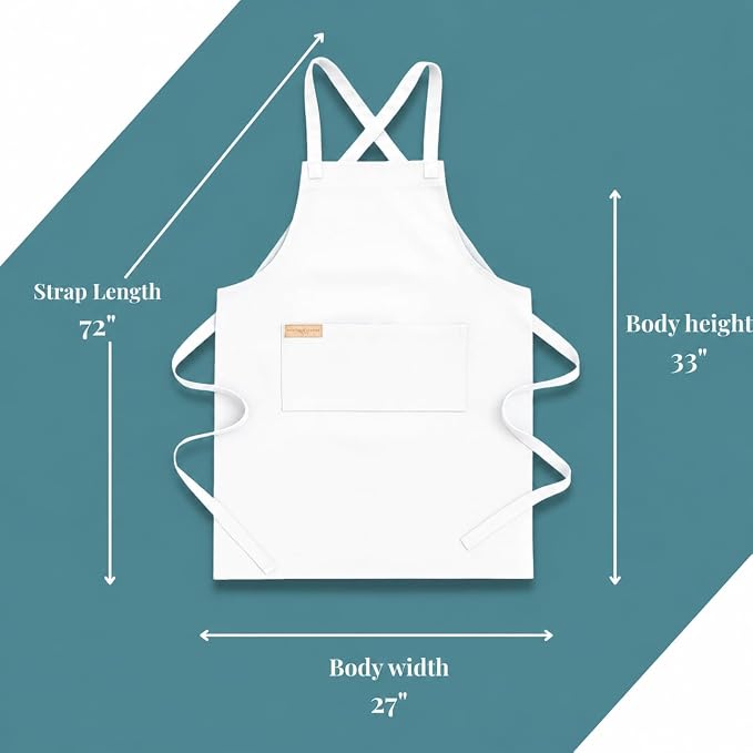 Cotton Crossback Apron with Waterproof Lining, 2 Pockets, Adjustable Water-Resistant Chef Apron - Image 9