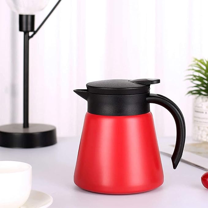 Thermal Coffee Carafe Tea Pot 20 Oz Stainless Steel Insulation Pot Double Wall Vacuum Insulated Coffee Water & Beverage Dispenser (Red)