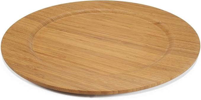 BambooMN 12" Dia Bamboo Reusable Dinnerware Charger Round Plates for Catered Events, Holidays, or Home Use Supplies, 1 Pieces