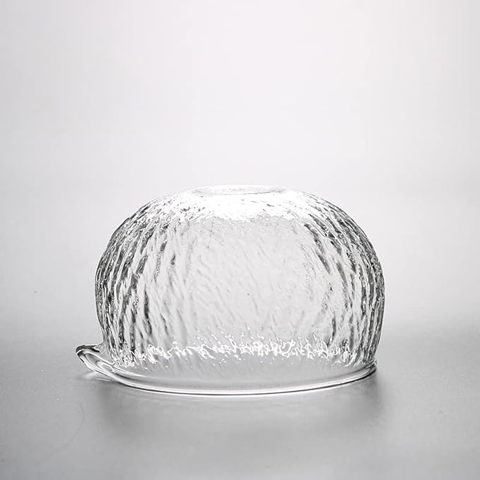 Japanese Style Matcha Tea Ceremony Bowl, Glass with Pouring Spout, 400ml 13.5 oz, Textured Design, Matcha Bowls,Salad Porridge Juice Bowl Cup(Textured Glass)