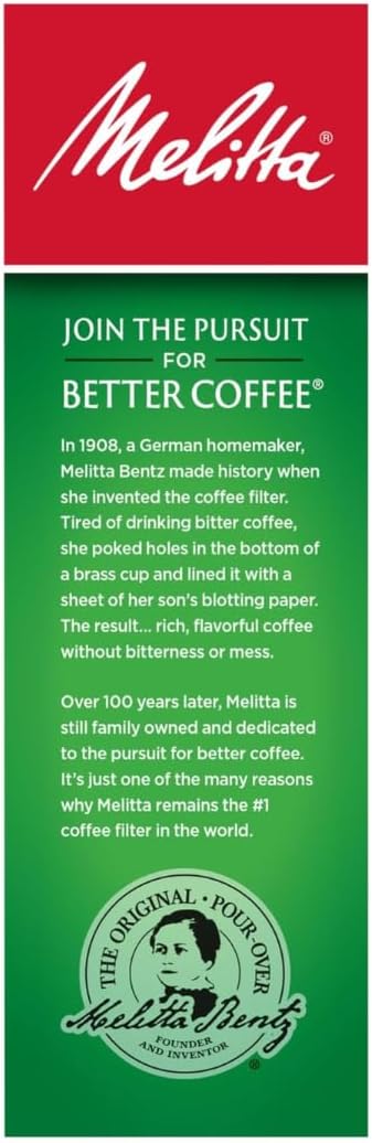 Melitta #2 Cone Coffee Filters, Natural Brown, 100 Count (Pack Of 6), 600 Total Filters - Fits all 2-6 Cup Cone Coffee Makers and 1-cup Pour-Over Brewers, Compostable, Tear-Resistant, Made in USA