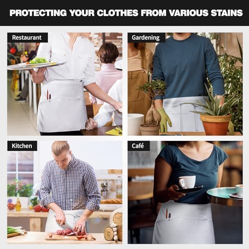 3 Pockets Waitress Apron Server Aprons - Half Aprons for Men & Women Waterproof and Oil Proof - Image 5