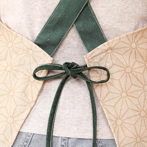 patdrea Blue Floral Linen Apron with Pocket,French Kitchen Garden Chef BBQ Aprons for Women and Men,Crisscross Back Straps - Image 7
