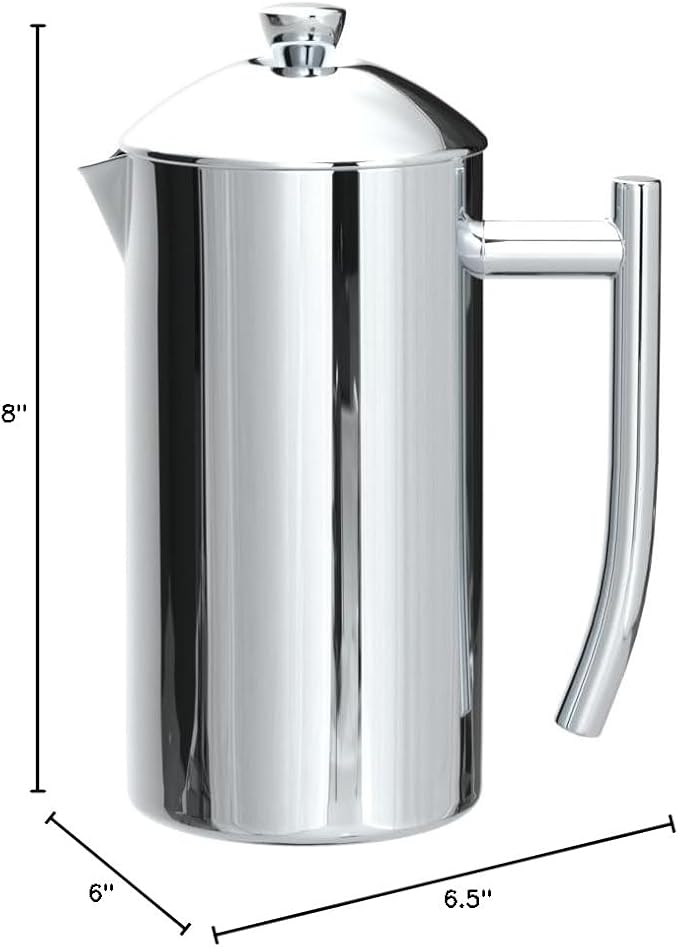 Frieling French Press Coffee Maker - 23 oz, Polished Double-Wall Stainless Steel - Insulated French Press for Camping - All Stainless Steel Coffee Maker
