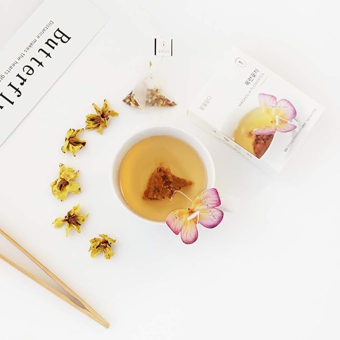 KKOKDAM Korean Tea Gift Set – 6 Flavor Butterfly Tea Bag Sampler – Elegant Box for Tea Lovers - Unique Gift