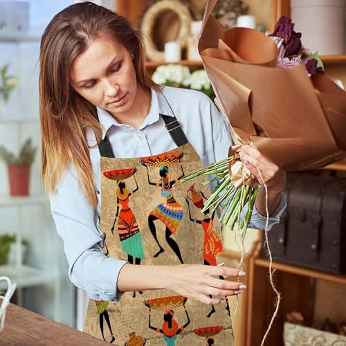 African Woman Dancer Waterproof Apron Kitchen Chef Aprons Bibs for Grooming Cooking Baking Painting Gardening - Image 6