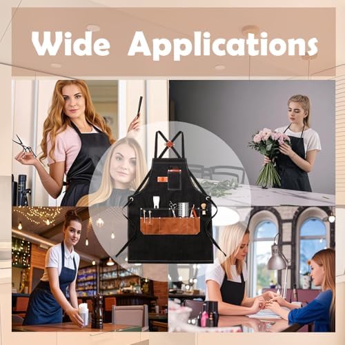 Denim Apron with Big Pockets Adjustable Cooking Apron Jean for Hair Stylist Gardening Craftsmen Barista Hairdresser - Image 7