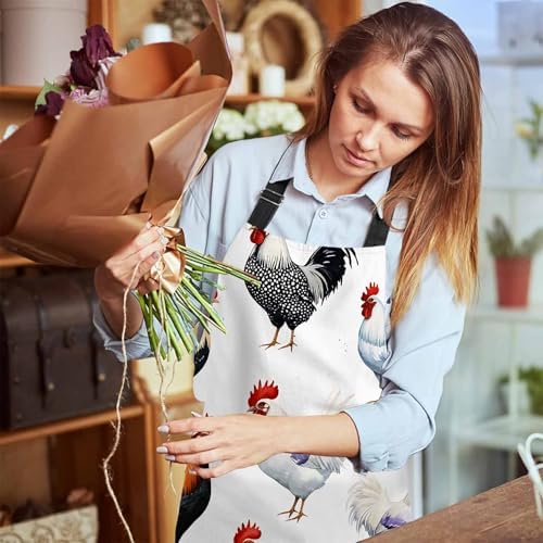 Roosters Apron Adjustable Neck Bib Apron for Men Women,Suitable for Kitchen Cooking Waitress Chef Apron - Image 6