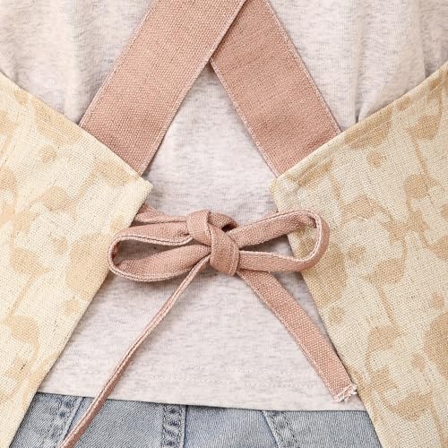 patdrea Blue Floral Linen Apron with Pocket,French Kitchen Garden Chef BBQ Aprons for Women and Men,Crisscross Back Straps - Image 7