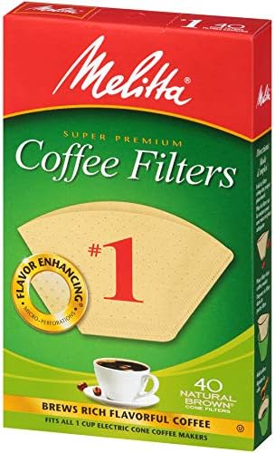 Melitta 620122#1 40 Count Natural Brown Cone Coffee Filters, Brown