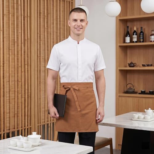 Half Apron for Women Men Cotton Linen with 2 Large Pockets Waist Short Bistro Server Aprons Waiter Waitress Unisex - Image 7