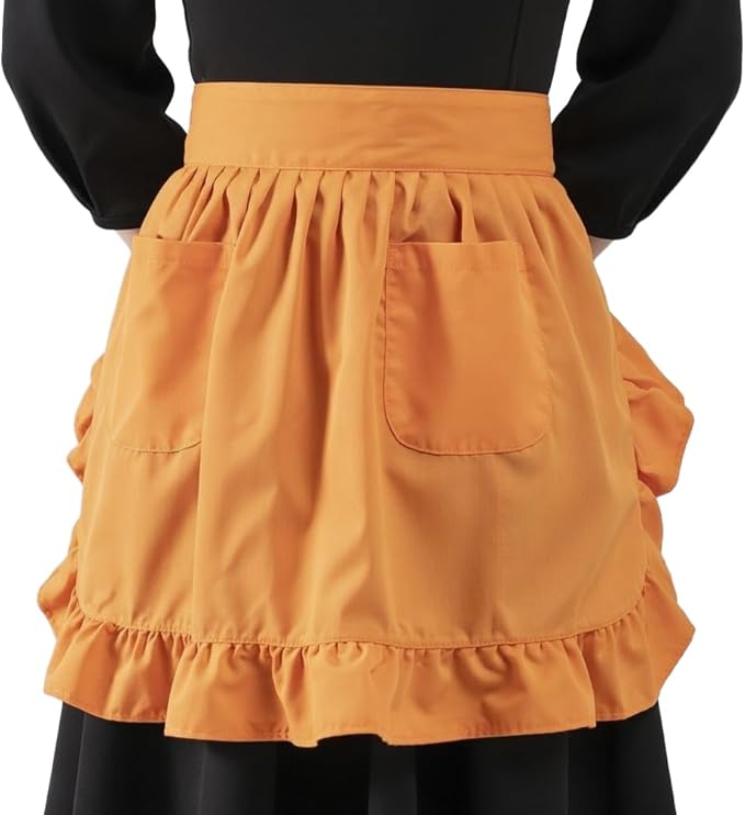 Waist Apron with Pockets Retro Kitchen Cleaning Ruffles Half Apron by LilMents