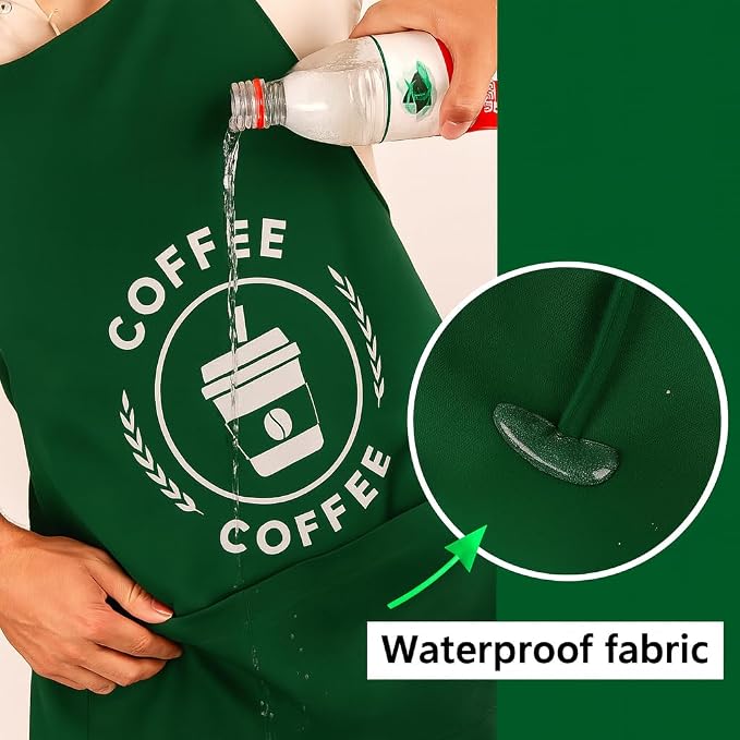 Halloween Barista Costume for Couples Cosplay, Duo Costumes for Best Friend | Simple Couples Halloween Costumes with Green Apron and Cap for Adult, Coffee Maker Outfit - Image 4