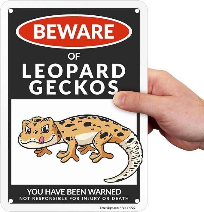 SmartSign Funny Beware Of Leopard Geckos Warning Sign - 10"x7", 40 mil Laminated Rust-free Aluminum - Metal Signs for Wall Decor, Bathroom, Outdoors, Patio, Gifts, Cafe - Geckos Theme, Made in USA - Image 8
