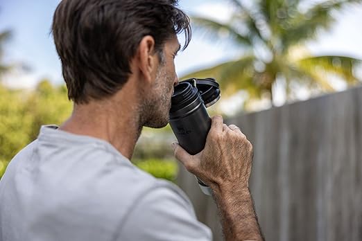 STANLEY Travel Mug with Integrated French Press 16 oz | 5 Minute Brew, 4 Hours Hot, Leakproof Lid | Mesh Filter for Coffee Grounds | Insulated Stainless Steel Coffee Maker | BPA-Free | Black 2.0