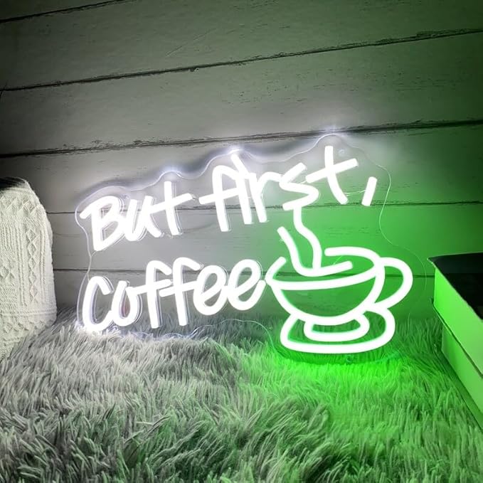 But First Coffee LED Neon Sign Custom Coffee Bar Shop Kitchen Wall Decoration Cafe Neon Light Decor Welcome Open Sign Gift