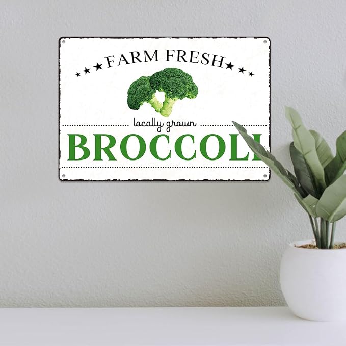 Vintage Broccoli Metal Signs Wall Decor Funny Vegetables Art Poster Decorative for Home Farmhouse Kitchen Garden Cafe Bar Farm Porch Fence Yard 12X8 Inch Aluminium Hanging Plaque - Image 5