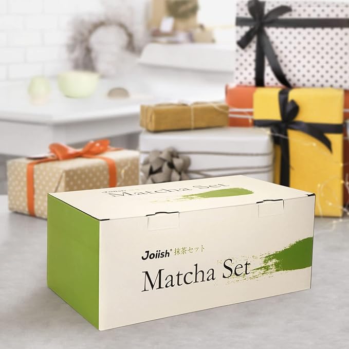 Matcha Whisk Set, Matcha Kit 10-Pcs, Bamboo Whisk and Ceramic Bowl with Spout & Measuring Spoon & Cup, Japanese Ceremony Matcha Tea Powder Making Tools, Light Green