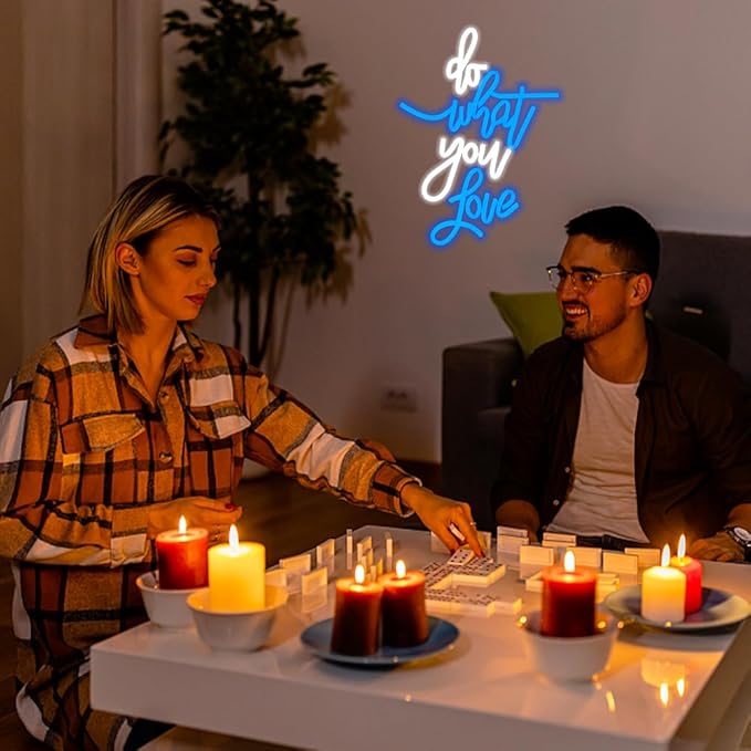 Do What You Love Neon Sign Blue White Led Neon Sign Words Neon Lights USB Powered Neon Wall Signs for Bedroom Neon Signs for Wedding, Engagement, Birhthday, Valentines Day Decor
