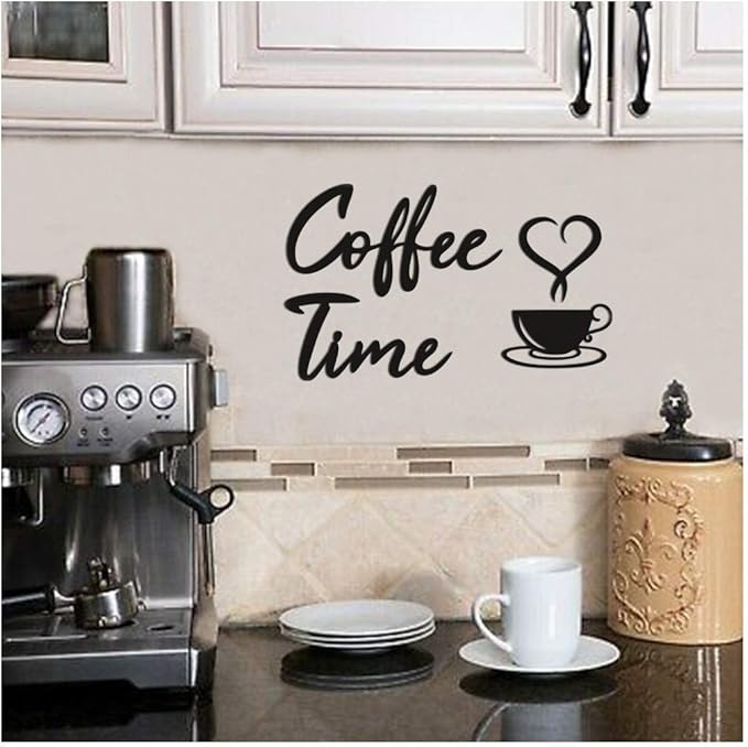 4eN Coffee Time Wall Sign – Modern MDF Wooden Wall Decor for Kitchen & Coffee Bar – Stylish Cafe & Coffee Corner Decoration-4 Pieces