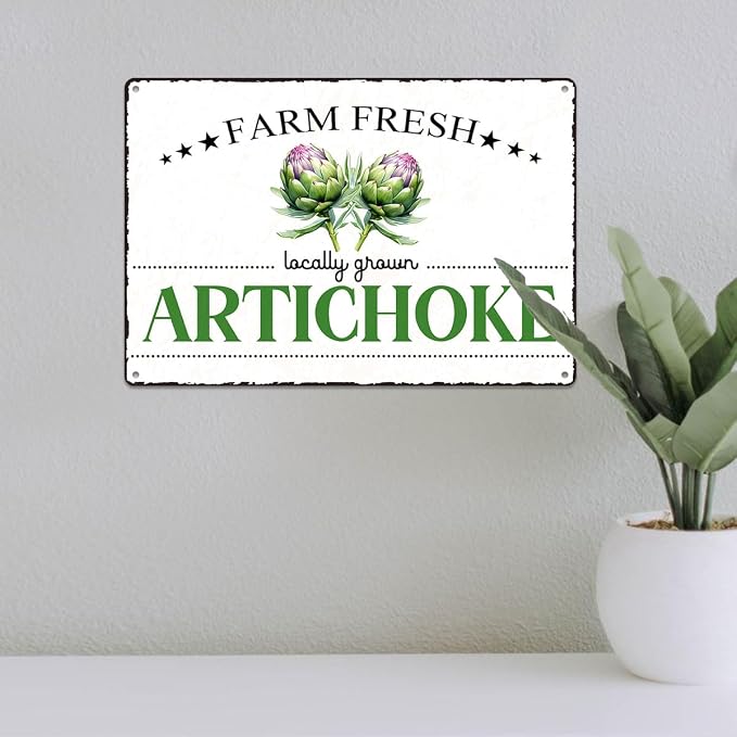 Vintage Artichoke Metal Signs Wall Decor Funny Vegetables Art Poster Decorative for Home Farmhouse Kitchen Garden Cafe Bar Farm Porch Fence Yard 12X8 Inch Aluminium Hanging Plaque - Image 5