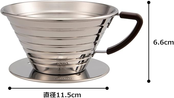 Carita Kalita Stainless Steel Coffee Dripper Wave Series - 2-4 People, 185S, Made in Japan, For 2-4 Cups