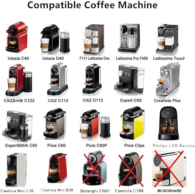 Reusable Capsules for Nespresso OriginalLine - 6pcs Refillable Coffee Pods,Stainless Steel Cups Compatible for Nespresso OriginalLine Machine (6Pods+100pcs Lids+Storage Board)