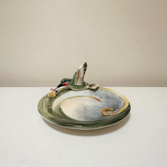 Ceramic Tea Cup and Saucer Set ,6OZ 3D Hand-painted Hummingbird and Flower Coffee Mug,Gift for Women