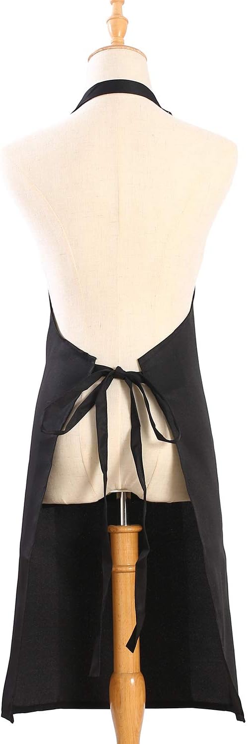 Tosewever 2 Pack Adjustable Bib Apron with 2 Pockets, Waterdrop Resistant Cooking Kitchen Aprons for Women Men Chef Couple BBQ Painting (Black, 2) - Image 8