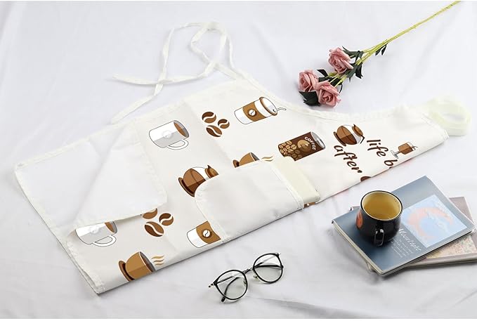 MBMSO Life Begins After Coffee Apron - Barista Gift, Coffee Themed Kitchen Apron
